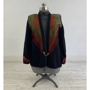 Vintage 1980s Suede and Angora Sweater